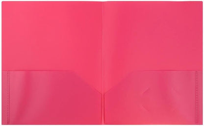 JAM PAPER Plastic 2 Pocket POP Folders - Durable School Folders - Fuchsia Hot Pink - Bulk 144/Box