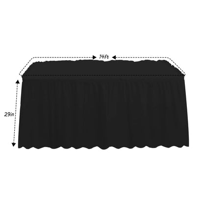 JHDZDHY 4 Pack Table Skirt 29 in x 14 ft Tablecloth Disposable Table Cover Reusable Stain Proof Plastic Table Skirts for Rectangle or Round Tables for Party, Wedding, Reception, Birthday (Black)
