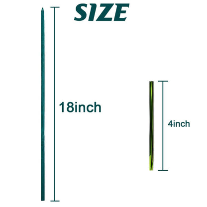 GXXMEI 100PCS 18" Plant Sticks Support with 100PCS Green Garden Ties, Green Bamboo Sticks, Garden Wood Plant Stakes, Floral/Orchid/Tomato Wooden Stakes Plant Support Stakes Wooden