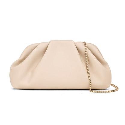 PAIRBIRDS Clutch Purses for Women Evening Bag Small Crossbody Bag With Removable Metal Chain (Apricot)