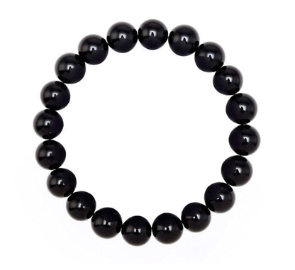 Adabele Real Natural Black Agate Gemstone Beaded Bracelet 7.5 inch Stretch Chakra Healing Crystal Stone Jewelry Women Mom Gift (Unisex) GB8-B30