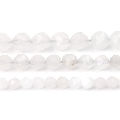 BEADIA Faceted Natural White Agate Stone Round Beads 6mm 36cm/Strand for Jewelry Making