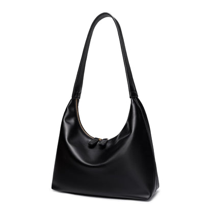 Small Shoulder Bag for Women Cute Hobo Purses Trendy Leather Tote Handbags Classic Black Underarm Purse with Double Zipper