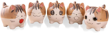 whungfa Set of 5 Handmade Mini Cute Cat Cartoon Ceramic Succulent Pots Planters with Drainage Hole for Small Plants Animal Lovers Home and Office Desk Decoration