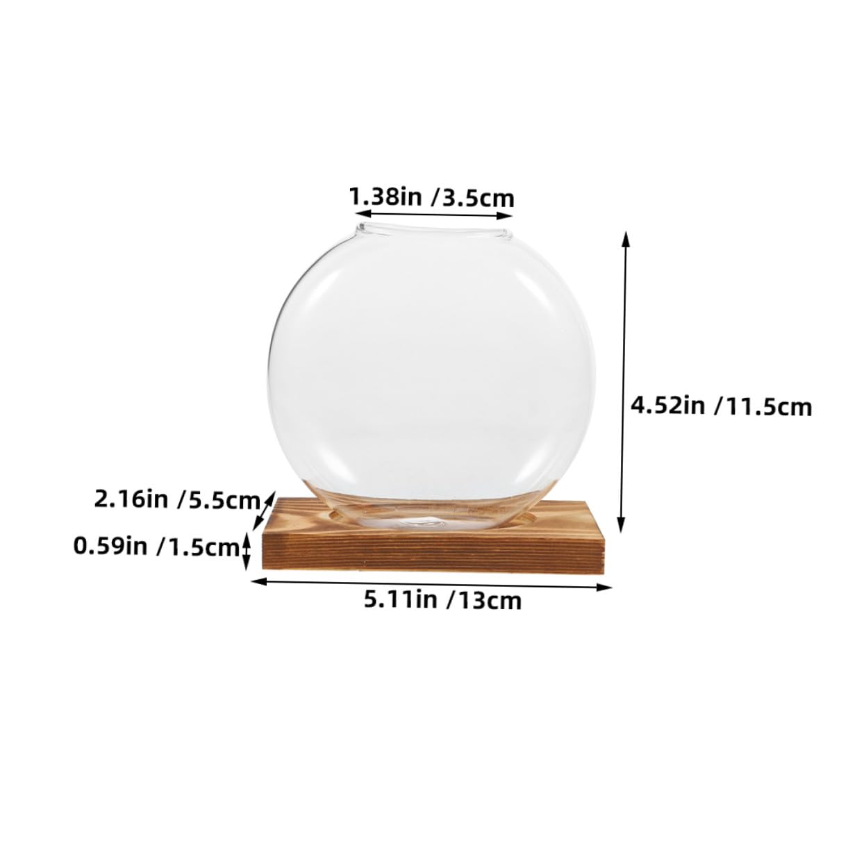 Sewroro 2pcs Hydroponic Glass Vases with Wooden Base, Propagation Stations for Indoor Plants, Terrarium Containers for Home Office Décor