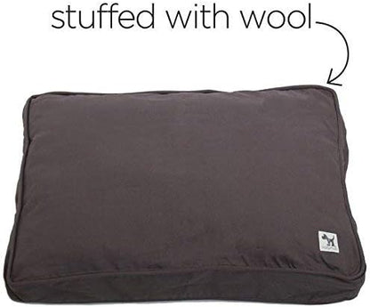 Molly Mutt Sheepy Wool Crate Mat - 100% Cotton Canvas Cover with Temperature-Regulating 100% Natural Wool-Filled Insert Dog Bed - Soft & Supportive Wool-Filled Bed - (36"x24"x2.5", Grey)