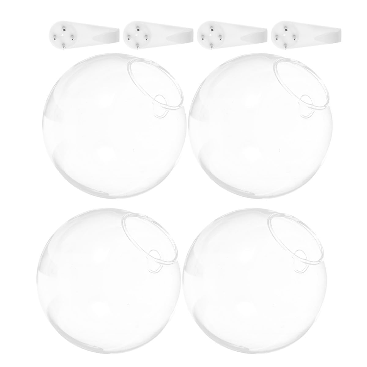 Ipetboom Wall Mounted Hydroponic Planter Vase Set, 4pcs Small 10cm Glass Hanging Terrarium with Invisible Nail and Crystal Mud for Indoor Plant Propagation and Home Décor