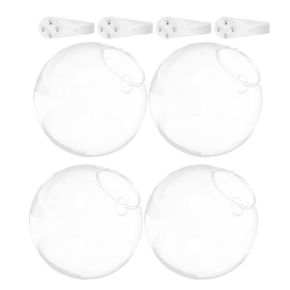 Ipetboom Wall Mounted Hydroponic Planter Vase Set, 4pcs Small 10cm Glass Hanging Terrarium with Invisible Nail and Crystal Mud for Indoor Plant Propagation and Home Décor