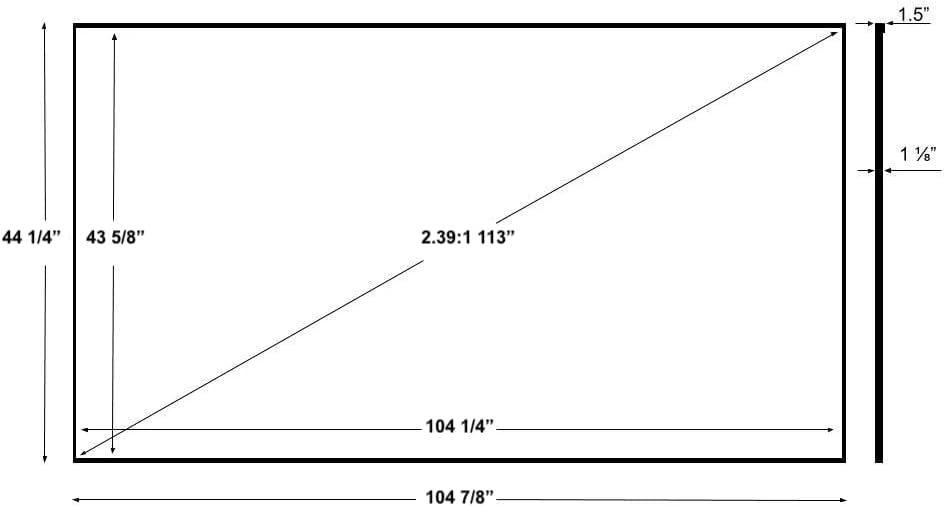 Silver Ticket Products S7 Series 6 Piece Thin Bezel Home Theater Fixed Frame 4K/8K Ultra HD, HDTV, HDR & Active 3D Projection Screen, 2.39:1 Format, 113" Diagonal, White Material S7-239113