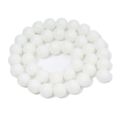 60pcs 6mm Natural Stone Beads White Jade Tridacna Beads Energy Crystal Healing Power Gemstone for Jewelry Making, DIY Bracelet Necklace