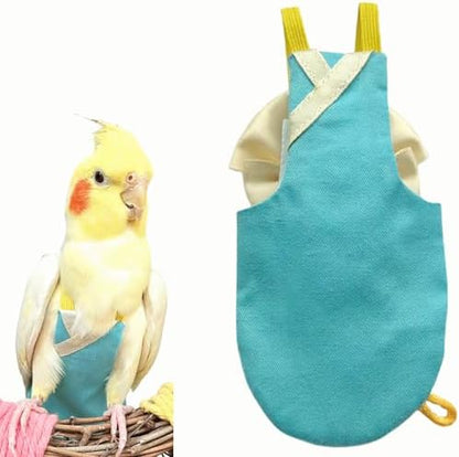 Bird Flight Suits Diapers, Parrot Flight Suits Diapers for Quaker Parakeets Cockatiels Conures Macaw African Grey, Bird Diaper, Parrot Clothes (Blue,2M)