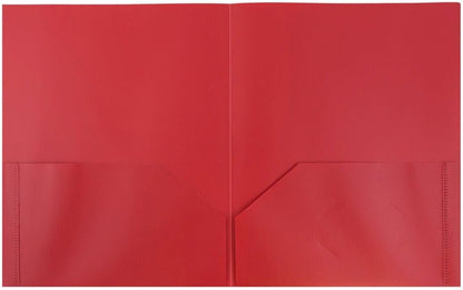 JAM PAPER Plastic 2 Pocket POP Folders - Durable School Folders - Red - Bulk 48/Pack