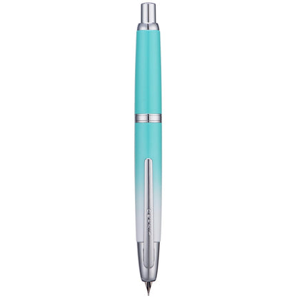 Jinhao 10 Press Fountain Pen with Box, Gradient Mint Green Retractable Extra Fine Nib with Ink Converter Set (Silver Clip)