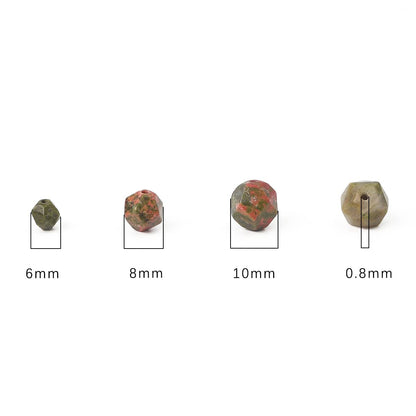 BEADIA Faceted Natural Unakite Stone Round Beads 6mm 36cm/Strand for Jewelry Making
