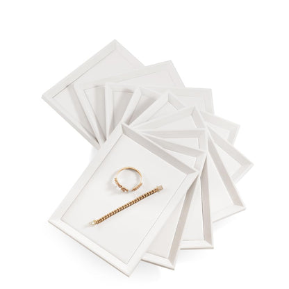 Yinbeini Jewelry Trays, Leather Tray, Luxury White Jewelry Organizer Tray For Necklace,Earring,Ring,Flat Jewelry Organizer For Dresser
