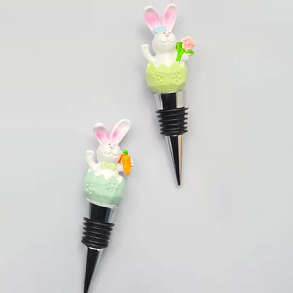 Rabbit Bottle Stopper Carrot Flower Cute Bunny Wine Bottle Stoppers Bottle Stopper Spring Summer Easter Party Decoration Supplies 2PCS
