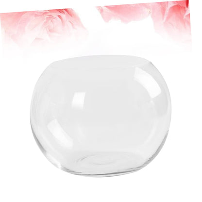 PHENOFICE Transparent Hydroponics Glass Vase Rounded Desktop Flower Holder for Succulents Terrarium and Fish Decorative Plant Pot for Home Office Hotel Ornament