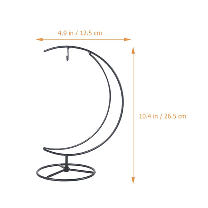 EPIGEIST Moon-shaped Iron Ornament Display Stand for Hanging Terrariums and Plant Pots Compact Desktop Decor Holder with Pendulum Style Contemporary Transparent Globe Display for Home