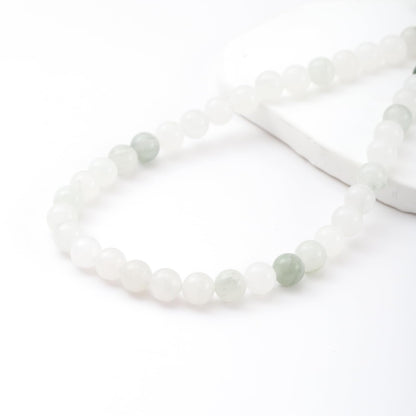 6mm 60pcs DIY Natural White Jade Stone Beads Round Healing Crystal Gemstone Loose Beads for Jewelry Making Handmade Bracelet Necklace