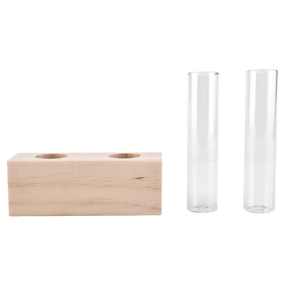 Zerodis Vases Pot Elegant Hydroponic Plant Vase Terrarium Container Home Decor with Wooden Rack for Succulents Miniature Shrubs Ferns Glass Test Tube Flower