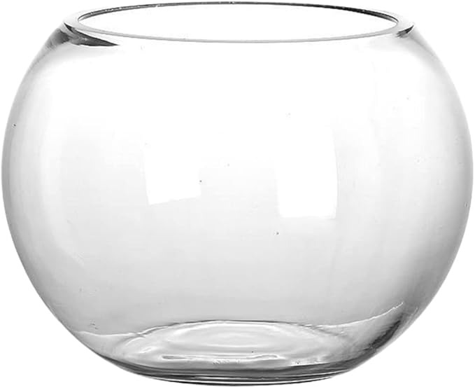 GANAZONO 7.08 Inch Small Glass Fish Bowl Round Fish Tank Desktop Aquarium Clear Glass Goldfish Bowl Hydroponic Planter for Home Office Garden Decor