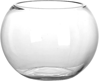 GANAZONO 7.08 Inch Small Glass Fish Bowl Round Fish Tank Desktop Aquarium Clear Glass Goldfish Bowl Hydroponic Planter for Home Office Garden Decor