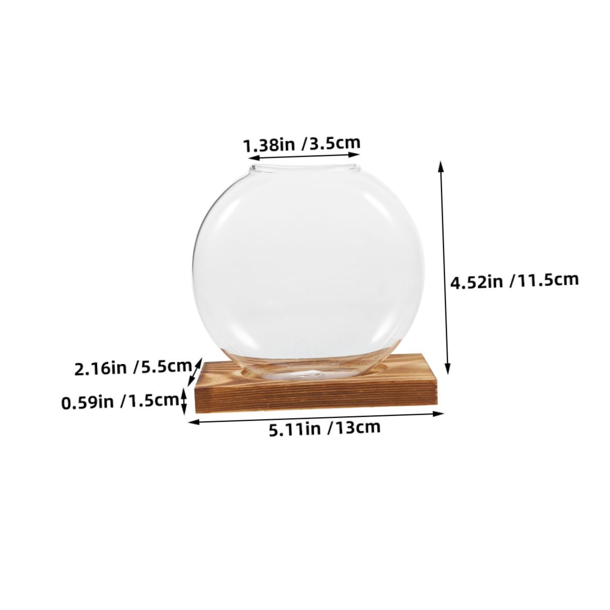 JOINPAYA 2pcs Small Glass Vase with Wooden Terrarium Stand, Hydroponic Planter for Indoor Plants, Propagation Jars for Home Office Desk Décor