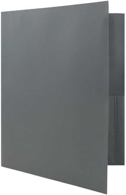JAM PAPER Plastic 2 Pocket POP Folders - Durable School Folders - Grey - Bulk 144/Box
