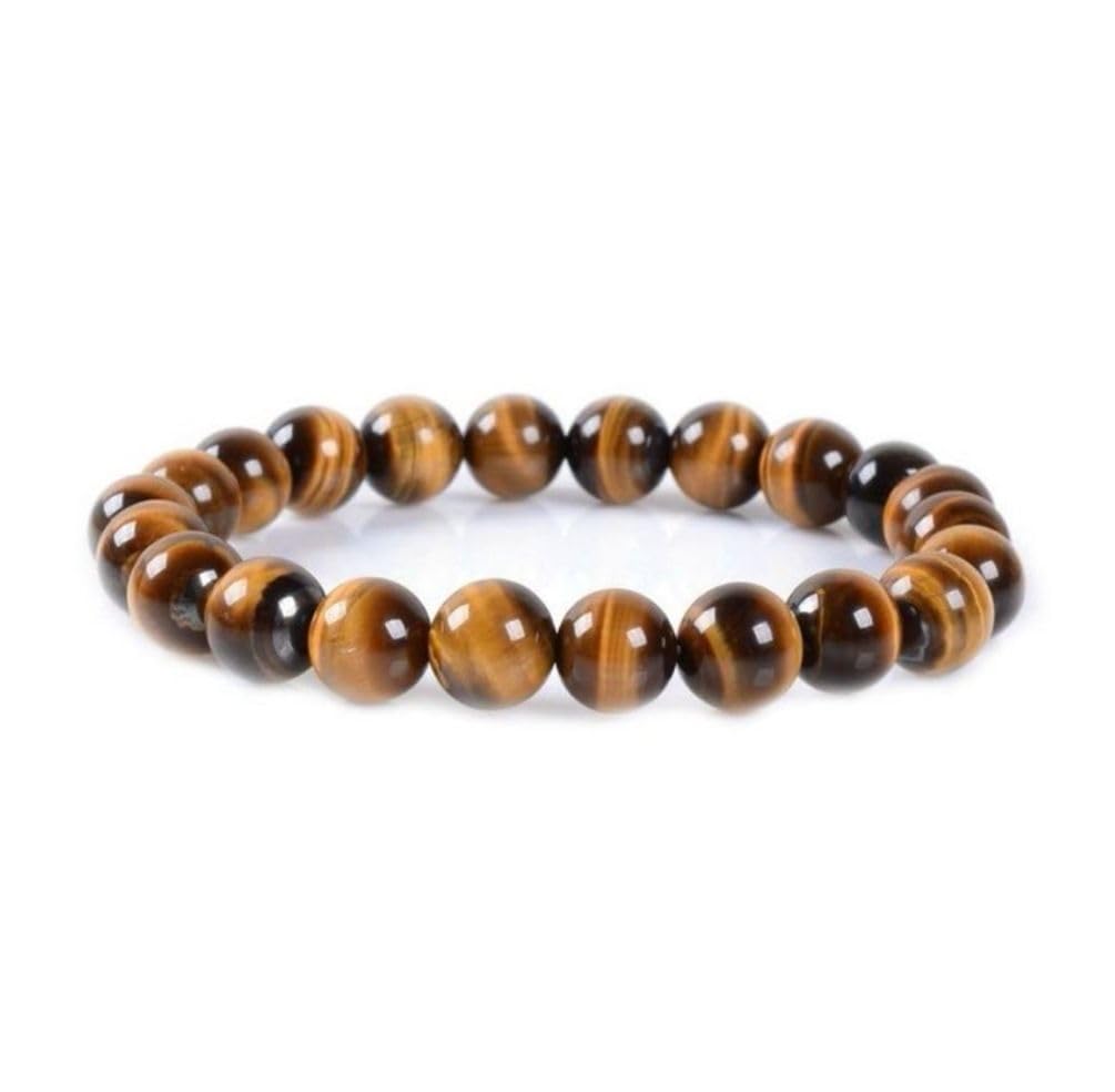 Adabele Real Natural Golden Yellow Tiger's Eye Gemstone Beaded Bracelet 7 inch Stretch Chakra Healing Crystal Stone Jewelry Energy Quartz Rock GB8-26