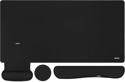 MOSISO Keyboard Mouse Pad Set, Large Gaming Mousepad&Keyboard Wrist Rest&Mouse Wrist Rest&Coaster, Ergonomic Non-Slip Mousepad&Easy Typing Cushion with Memory Foam for Home Office, Black
