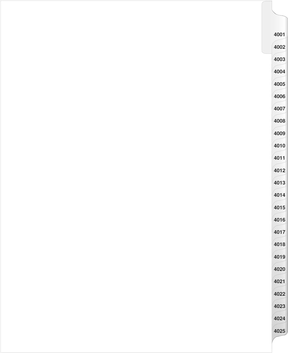 Exhibitindexes® Side Collated Exhibit Tabs AVE Style Bold Tabs Set of 4001-4025 | Made in The USA