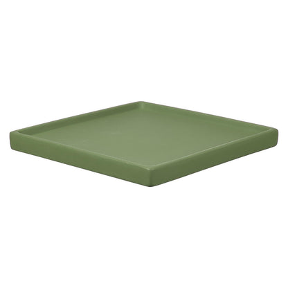 YELARXI 7.5 Inch Ceramic Plant Saucers, Square Flower Planter Water Trays Ceramic Plant Saucer Pot Tray -Fitting for (Outdoor/Indoors/Garden/Planting/Water/Flower/Coffee) Forest Green