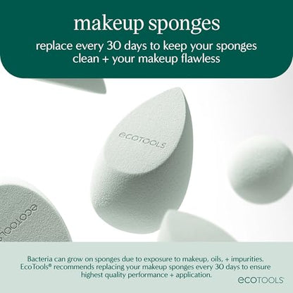 EcoTools Bioblender Makeup Sponge, Compostable Makeup Blender, For Liquid & Cream Foundation, Sustainable, Seamless Application, Eco-Friendly Beauty Sponge, Cruelty-Free & Latex Free, 1 Count