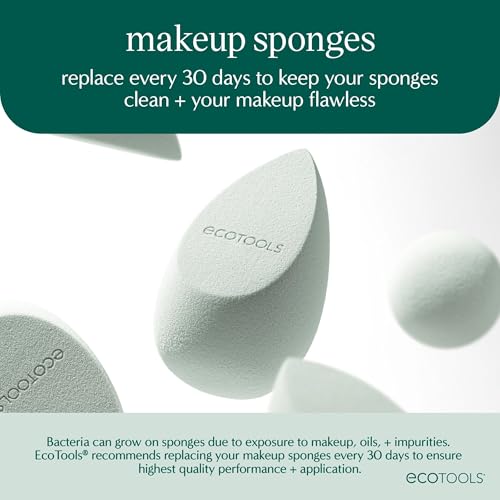 EcoTools Blurring Blender Makeup Sponge, Makeup Blending Sponge For Blurred Skin, For Liquid & Cream Foundation, Cloud Coverage Memory Foam, Eco Friendly, Latex Free, Cruelty-Free & Vegan 1 Count