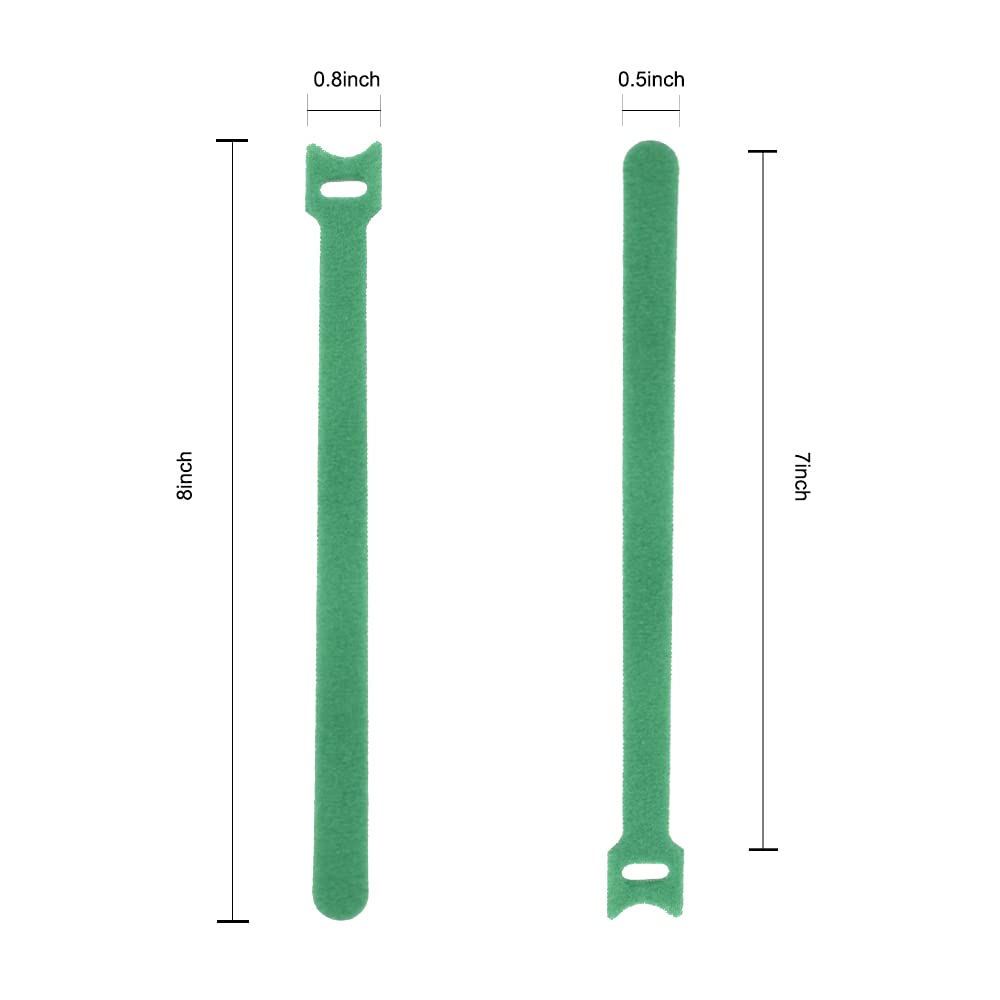 Garden Hook＆Loop Plant Cable Ties, 200 Pcs Adjustable Garden Nylon Ties for Supporting Plant and Vines, Multi-Functional Ties (200 Pcs, 8 Inch, Green)