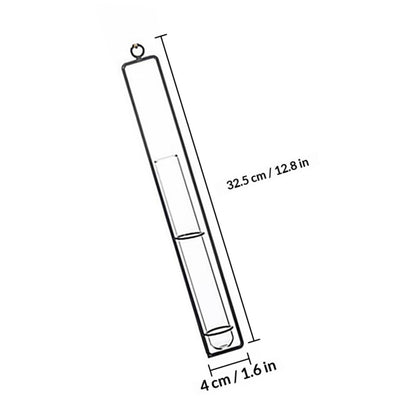 BESTonZON Wall Hanging Hydroponic Glass Test Tube Flower Vase Set with Iron Frame Plant Propagation Tubes for Home Garden Decoration Includes 3 Hemp Ropes and 3 Adhesive Hooks