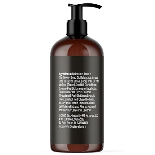 M3 Naturals Firming Body Massage Oil with Collagen & Stem Cell – Helps Smooth The Appearance of Cellulite & Improve Skin Texture – Refreshing Aromatherapy Body Oil for Legs & Full Body – 16 Fl Oz