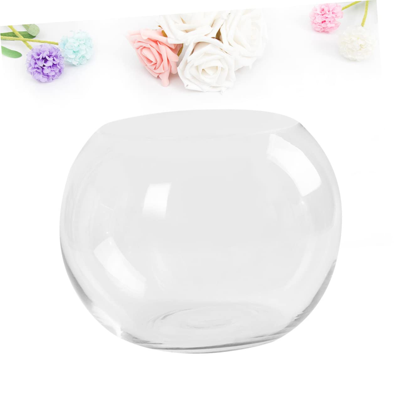 Sosoport Hydroponics Glass Vase Transparent Desktop Flower Pot Smooth Surface Decorative Plant Holder for Home Office Hotel Terrarium Succulent Display