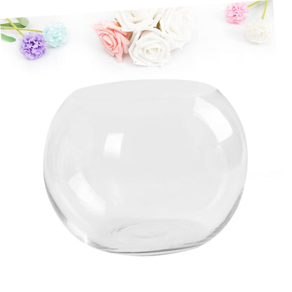 Sosoport Hydroponics Glass Vase Transparent Desktop Flower Pot Smooth Surface Decorative Plant Holder for Home Office Hotel Terrarium Succulent Display