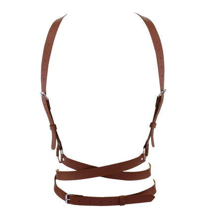 FTmgg@qq Women's Leather Body Chest Harness Punk Chain Belt Adjustable Waist Suspender For Shirt Dresses Gothic Costume Accessories