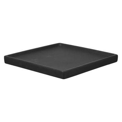 YELARXI 7.5 Inch Ceramic Plant Saucers, Square Flower Planter Water Trays Ceramic Plant Saucer Pot Tray -Fitting for (Outdoor/Indoors/Garden/Planting/Water/Flower/Coffee) Matte Black