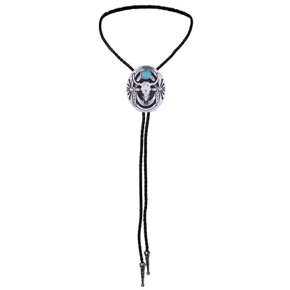 HUABOLA CALYN Turquoise Bolo tie- Handmade Native American Western Cowboy Rodeo Longhorn bull Bolo tie for Men