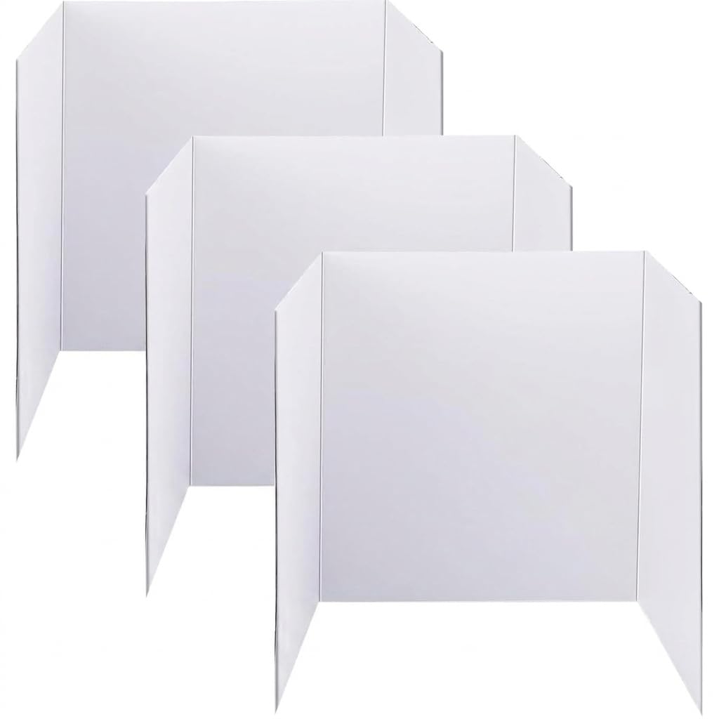 Trifold Poster Board, 24" x 16", White Corrugated Project Boards for Science Fairs, Event Displays, and Business Presentations，School Projects,3-Pack
