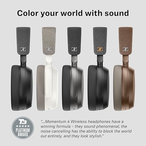 Sennheiser MOMENTUM 4 Wireless Noise Cancelling Headphones - Bluetooth Headset for Crystal-Clear Calls, Adaptive Noise Cancellation, Over-Ear Headphones, 60h Battery Life, Folding Design, Black/Copper