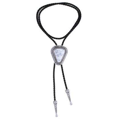Btilasif Bolo Tie Triangle, Western Cowboy Bolo Tie Native American Leather Necktie Necklace Costume Accessories for Men Women, white