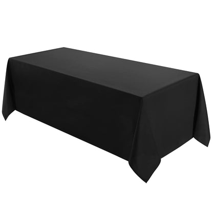 VidaFete 1 Pack Tablecloth 90 * 132inch Rectangle Table Cloth Polyester, Stain Wrinkle Resistant Polyester Dining Table Cover for Kitchen Dinning Party Wedding Tabletop Buffet Decoration(Black)