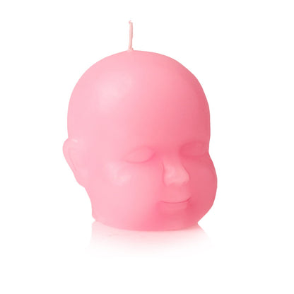 Pink Baby Head Skeleton Candle 4" H - Skeleton Shows When Burning, Burns for 4.5 Hours! - Weird Candle Gifts for Friends - by Gute - Goth Gifts, Goth Home Decor, Spooky Candles, Scary Novelty Candles