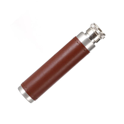 OFFSCH 1pc Stainless Steel Portable Wine Tube Leather Cover Compact Outdoor Wine Flask for Travel Round Base Design for Silver
