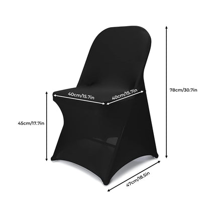 Babenest Spandex Folding Chair Covers - 30PCS Halloween Upgraded Universal Stretch Washable Fitted Chair Slipcovers Protector for Wedding, Holidays, Banquet, Party, Celebration (Black)