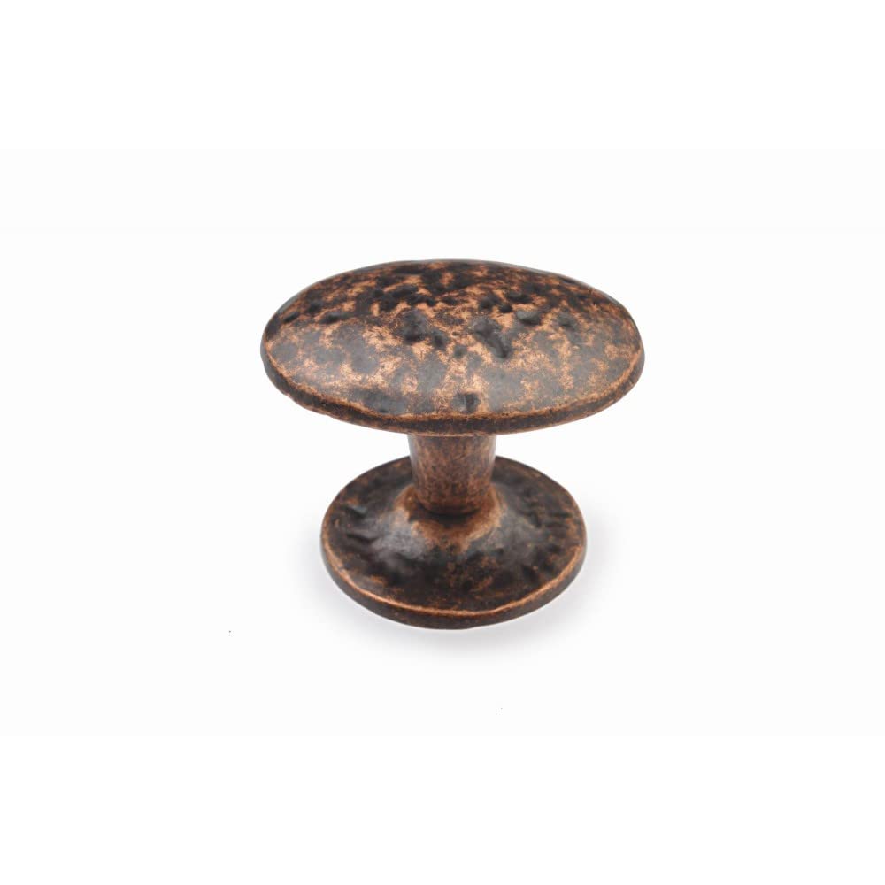 khtumeware 10 Pack Rustic Antique Copper Cabinet Knobs 1-3/4 inch Cabinet Knobs Backplate Hammered Vintage Kitchen Cabinet Handles Hardware for Dresser Drawers.